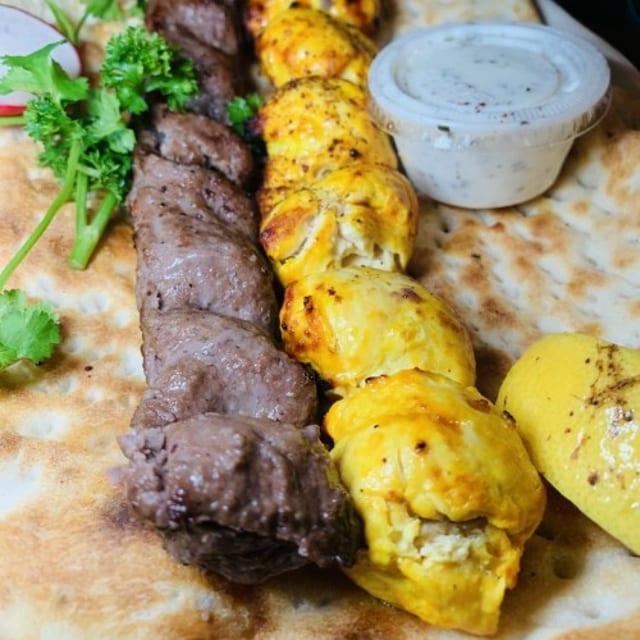Chicken Soltani Kabob.